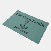 Nautische familienaam Blauw Monogram Deurmat (Schuin)
