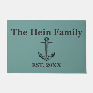 Nautische familienaam Blauw Monogram Deurmat