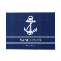Nautische familienaam Lake House Anker Blauw Hout