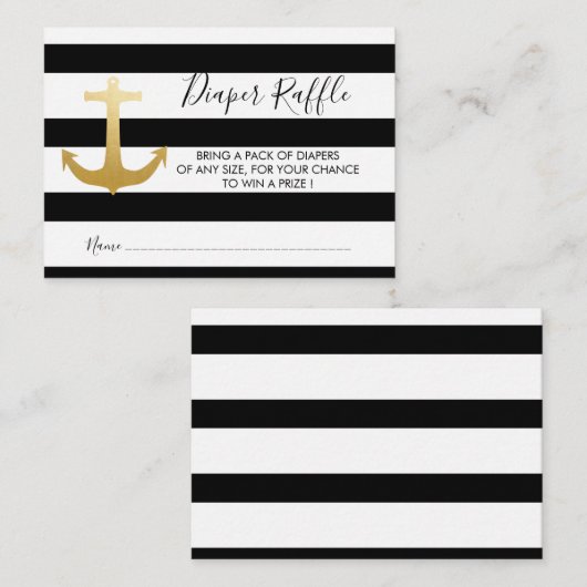 nautische faux-anker van goudfolie | Luierscheur Informatiekaartje (Voorkant / Achterkant)