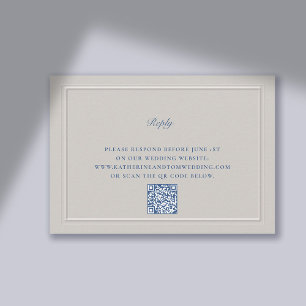 Nautische faux gegraveerd moderne klassieke QR-bru RSVP Kaartje