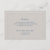 Nautische faux in reliëf klassieke receptie bruilo informatiekaartje (Voorkant)