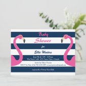 Nautische Flamingo Baby shower Uitnodiging (Staand voorkant)