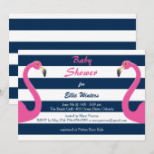 Nautische Flamingo Baby shower Uitnodiging (Voorkant / Achterkant)