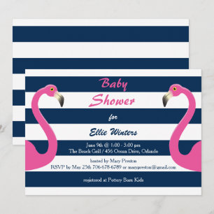 Nautische Flamingo Baby shower Uitnodiging
