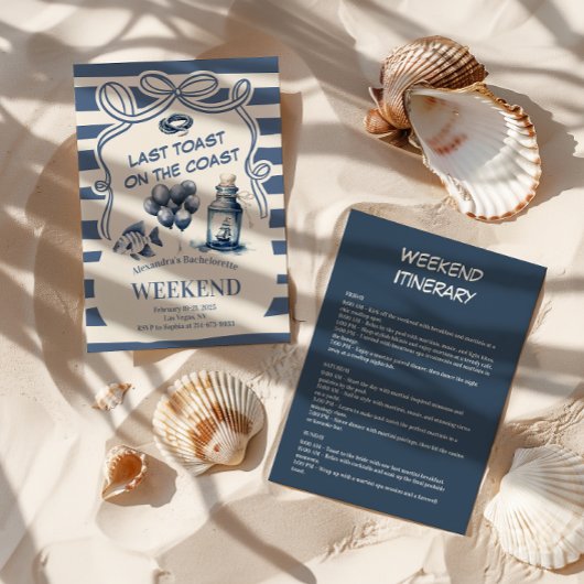 Nautische fles en ballonnen Coastal Bachelorette Kaart