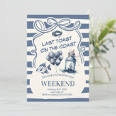 Nautische fles en ballonnen Coastal Bachelorette Kaart (Staand voorkant)