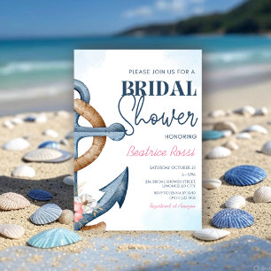 Nautische florale anker streep Vrijgezellenfeest Kaart