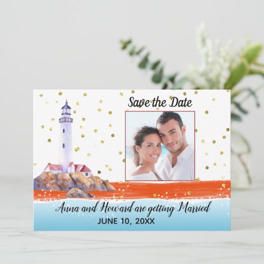 Nautische foto Sla de datum op Save The Date (Staand voorkant)