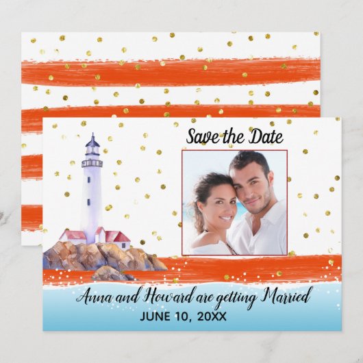 Nautische foto Sla de datum op Save The Date (Voorkant / Achterkant)