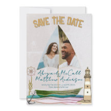 Nautische Foto Zeilboot Flat Save The Date Kaart