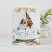 Nautische Foto Zeilboot Flat Save The Date Kaart (Staand voorkant)