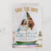 Nautische Foto Zeilboot Flat Save The Date Kaart (Voorkant / Achterkant)