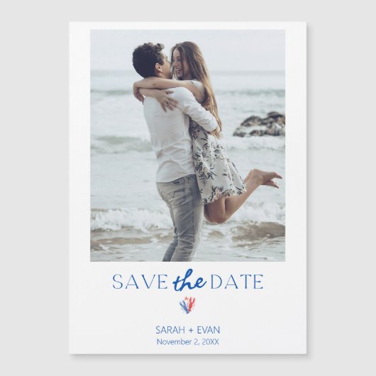 Nautische Fotokreeft Save the Date Magnet Magnetische Uitnodiging (Voorkant)