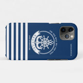 Nautische Geest Anker, Wiel, Marineblauw Case-Mate iPhone Case (Achterkant (horizontaal))