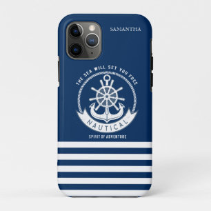 Nautische Geest Anker, Wiel, Marineblauw Case-Mate iPhone Case