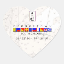 Nautische Georgetown South Carolina Heart Stickers