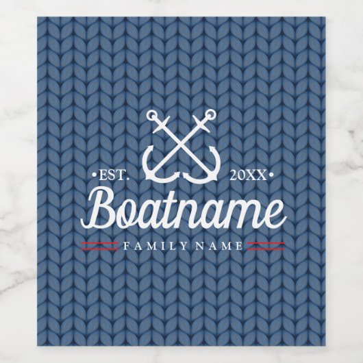 Nautische gepersonaliseerde bootnaam Winterwol Wijn Etiket (Enkel label)