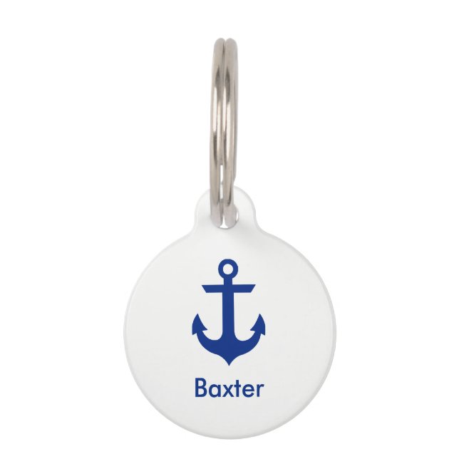 Nautische gepersonaliseerde hond Label-telefoon op Huisdierpenning (Voorkant)