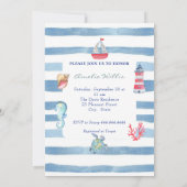 Nautische Geslachtsneutrale Waterverf Baby shower Kaart (Achterkant)