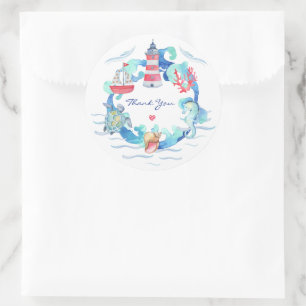 Nautische Geslachtsneutrale Waterverf Baby shower Ronde Sticker