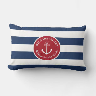 Nautische gestreepte welkom aan boord kussen