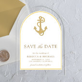 Nautische Gold Anchor Boog Wedding Save the Date Acryl Uitnodigingen