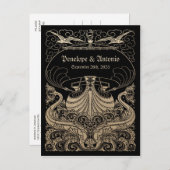  Nautische Gold Foil Wedding Save the Date Aankondigingskaart (Voorkant / Achterkant)