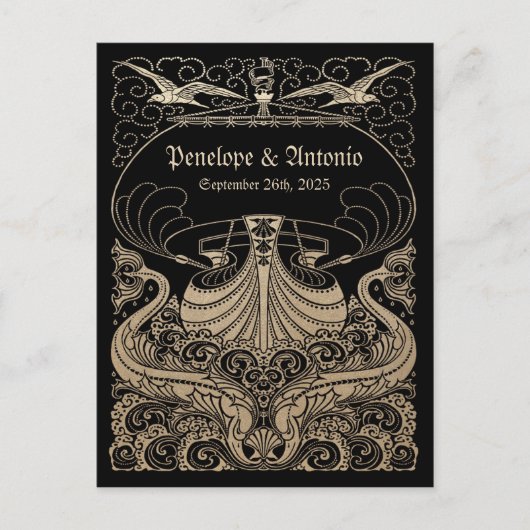  Nautische Gold Foil Wedding Save the Date Aankondigingskaart (Voorkant)