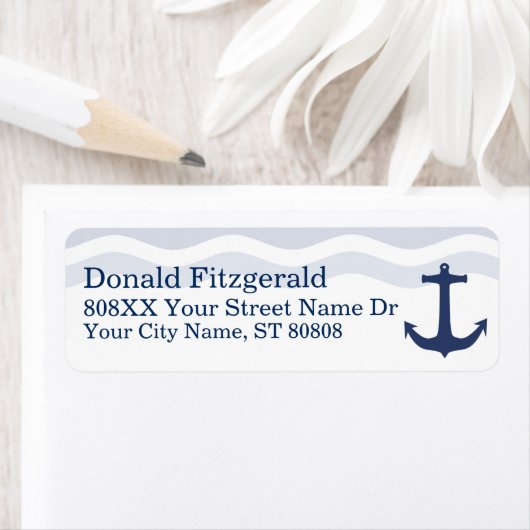 Nautische golven en bootanker etiket (Insitu)