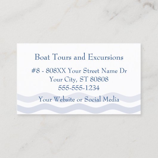 Nautische golven en bootanker visitekaartje (Achterkant)