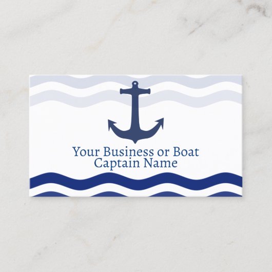 Nautische golven en bootanker visitekaartje (Voorkant)
