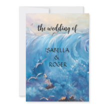 Nautische golven met zeegarens Uitnodiging