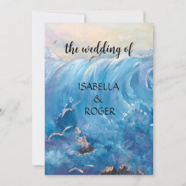 Nautische golven met zeegarens Uitnodiging