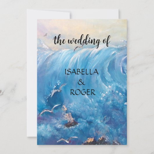 Nautische golven met zeegarens Uitnodiging (Voorkant)