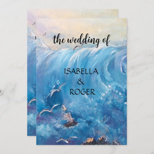 Nautische golven met zeegarens Uitnodiging (Voorkant / Achterkant)