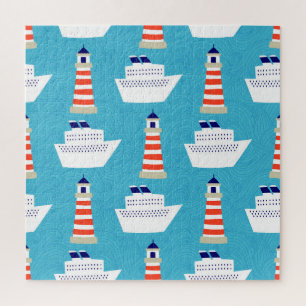 Nautische golven: Vuurtoren Cruiser Patroon. Legpuzzel