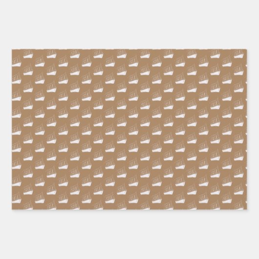 Nautische goud en wit schip zeilboot inpakpapier vel (Voorkant 3)