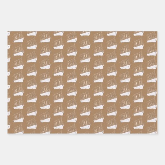 Nautische goud en wit schip zeilboot inpakpapier vel (Voorkant)