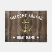 Nautische gouden anker hout welkom aan boord boot deurmat (Voorkant)