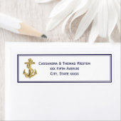 Nautische Gouden Anker Marine Blauw Ingelijst 2 Ad Etiket (Insitu)