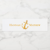 Nautische gouden anker net getrouwd bruiloft stran waterfles etiket (Enkel label)