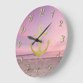 Nautische gouden anker strand zonsondergang grote klok (Hoek)