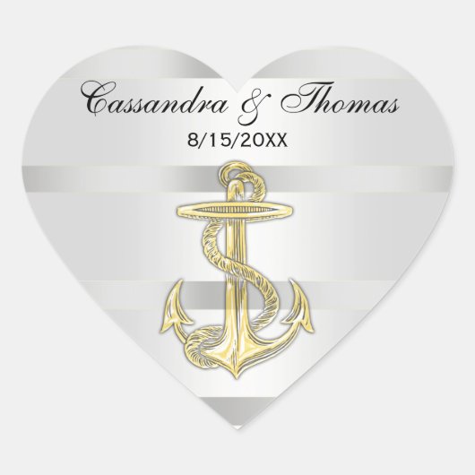 Nautische Gouden Anker Witte BG H Envelop Afdichti Hart Sticker (Voorkant)