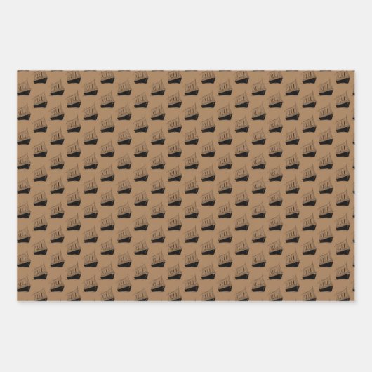 Nautische Gouden en Zwarte Schip Zeilboot Inpakpapier Vel (Voorkant 3)