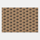 Nautische Gouden en Zwarte Schip Zeilboot Inpakpapier Vel (Voorkant)