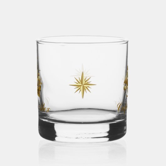 Nautische Gouden Kleur Booster Monogram Antiek Whisky Glas (Links)