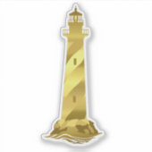 Nautische gouden toon vuurtoren sticker (Voorkant)