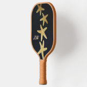Nautische Gouden Zeester Monogram Zwart Pickleball Paddle (Links)