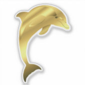 Nautische goudkleurige dolfijn/ bruinvis sticker (Voorkant)